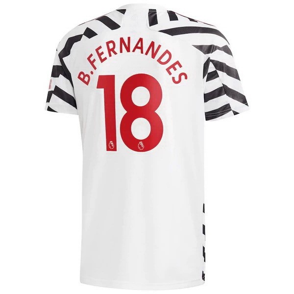Camiseta Manchester United NO.18 B. Fernandes Tercera Equipación 2020-2021 Blanco
